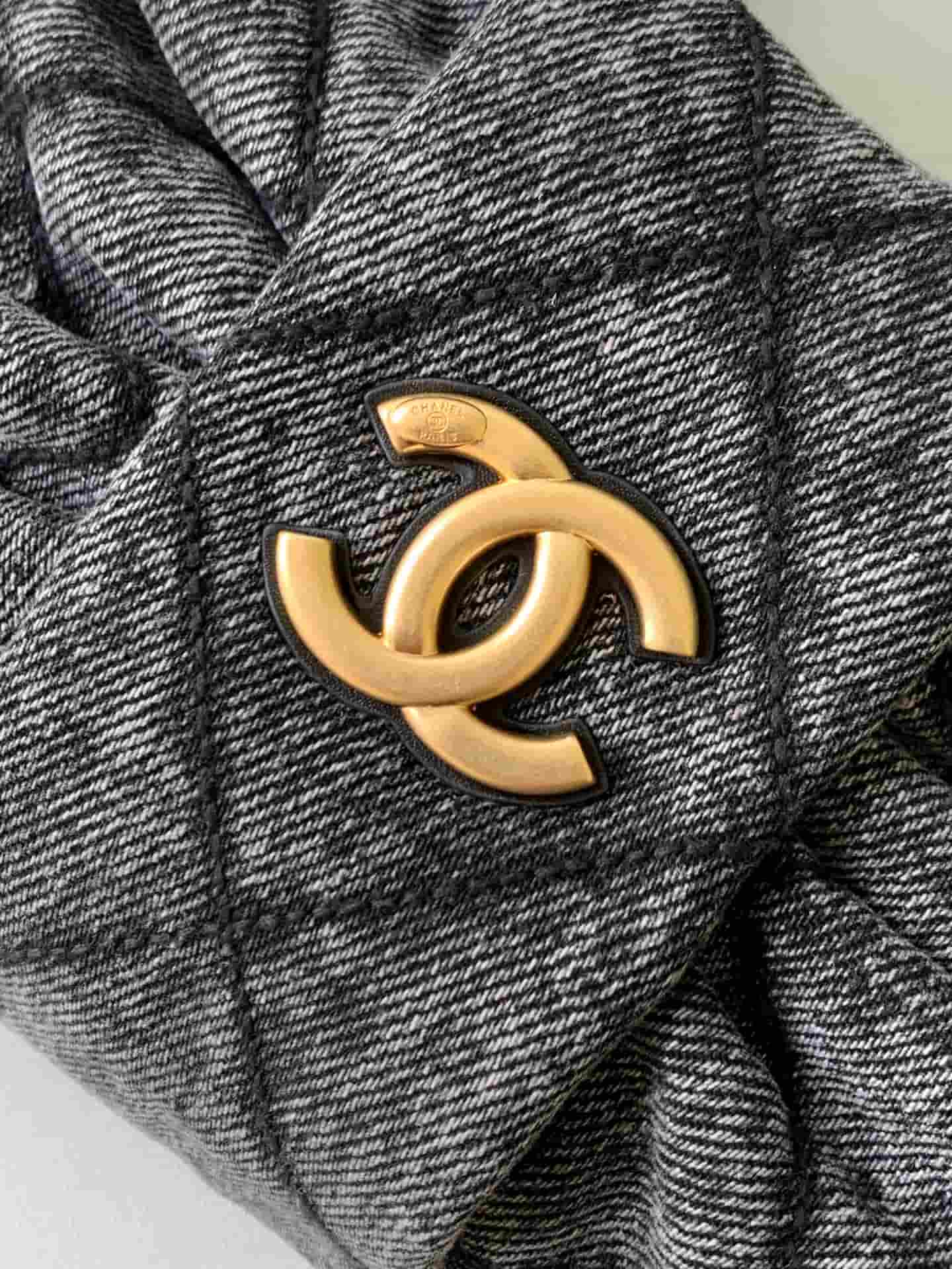 Chanel Mini Bow Bag Denim & Gold-Tone Metal Black AS5849 A