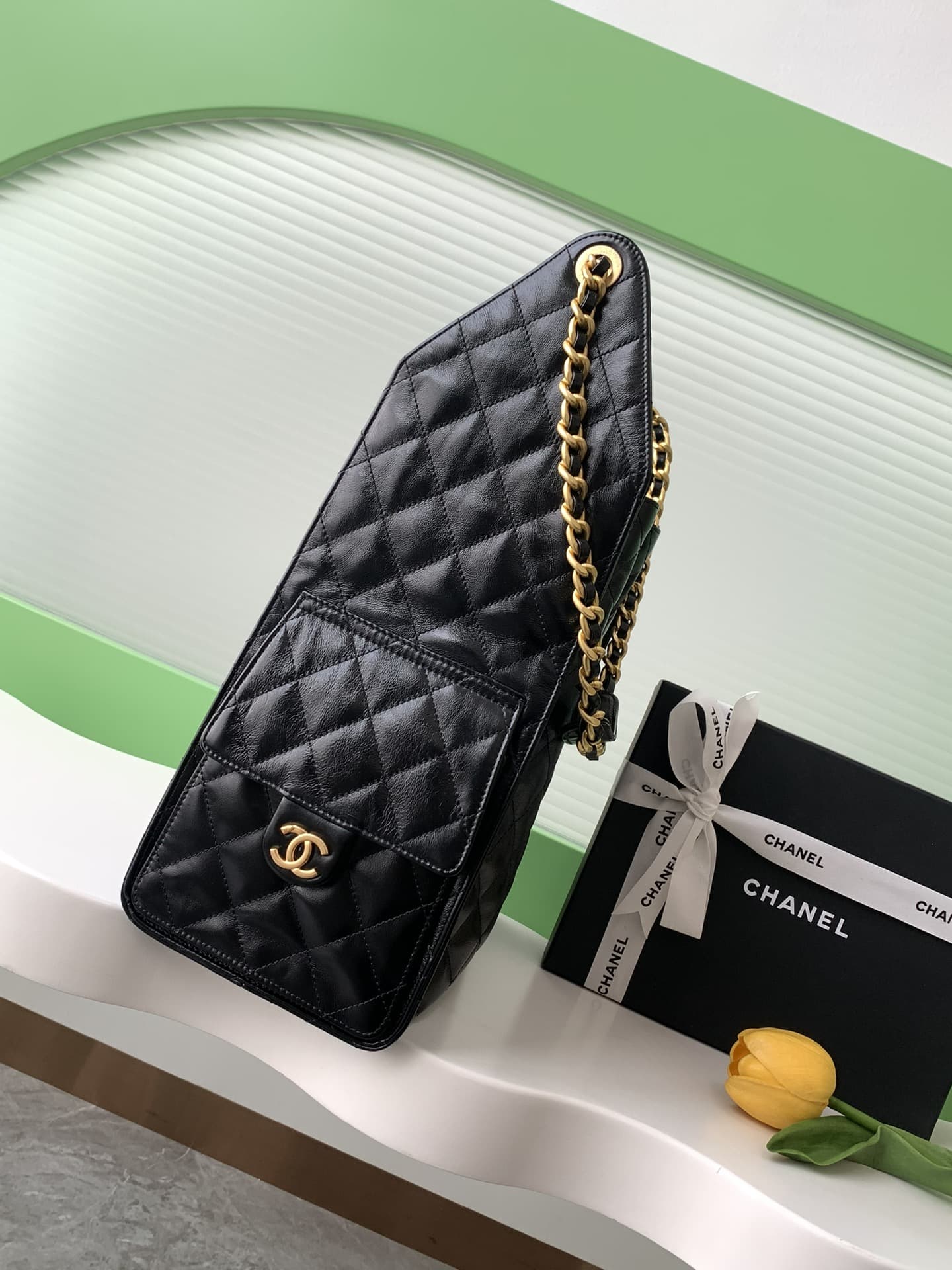 Chanel 25 Medium Hobo Medium handbag AS5311 Shiny Calfskin & Gold-tone Metal Black High