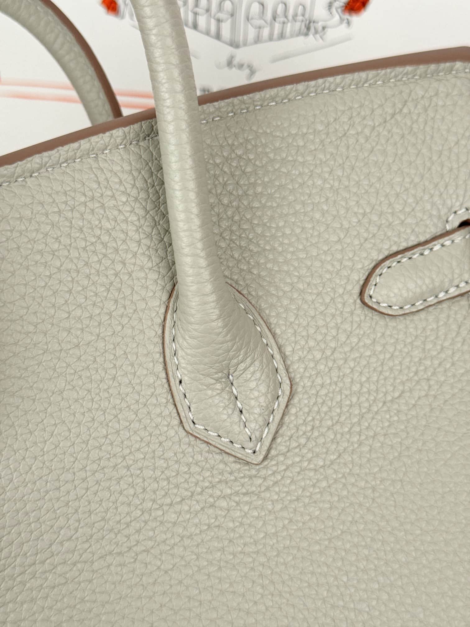 Hermes Birkin 25/30 Bag Togo Calfskin Leather Pearl Gray High