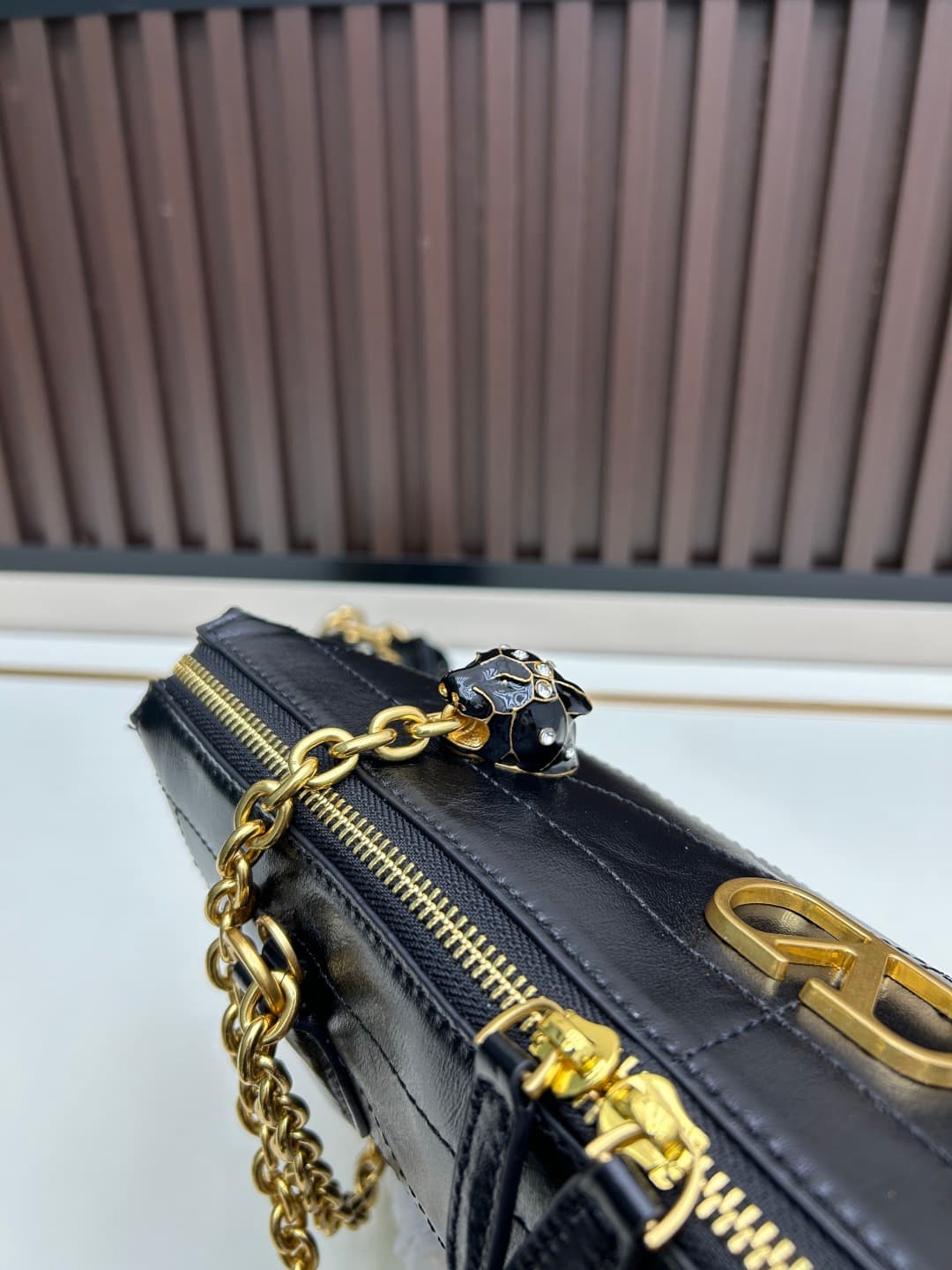 Valentino VLogo Garavani Panthea Shoulder Bag Black Leather Mid