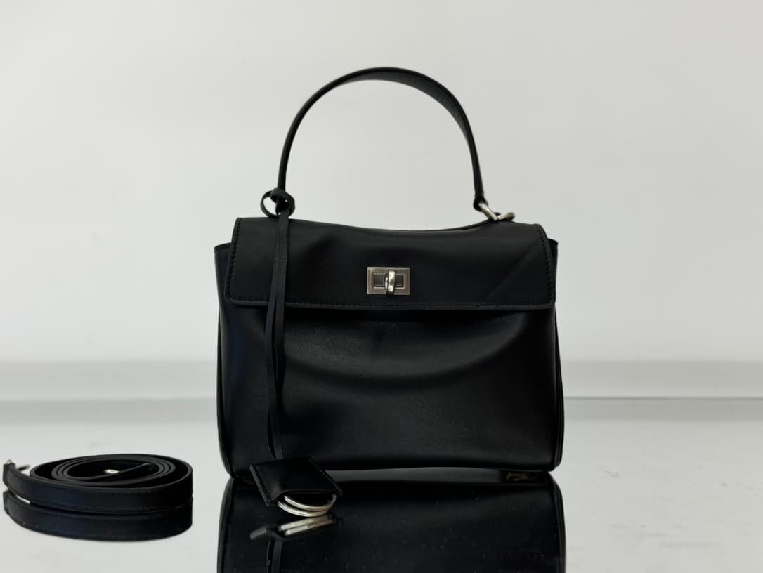 Balenciaga Rodeo Mini Bag in Black Leather With Silver-Tone Metal TOP