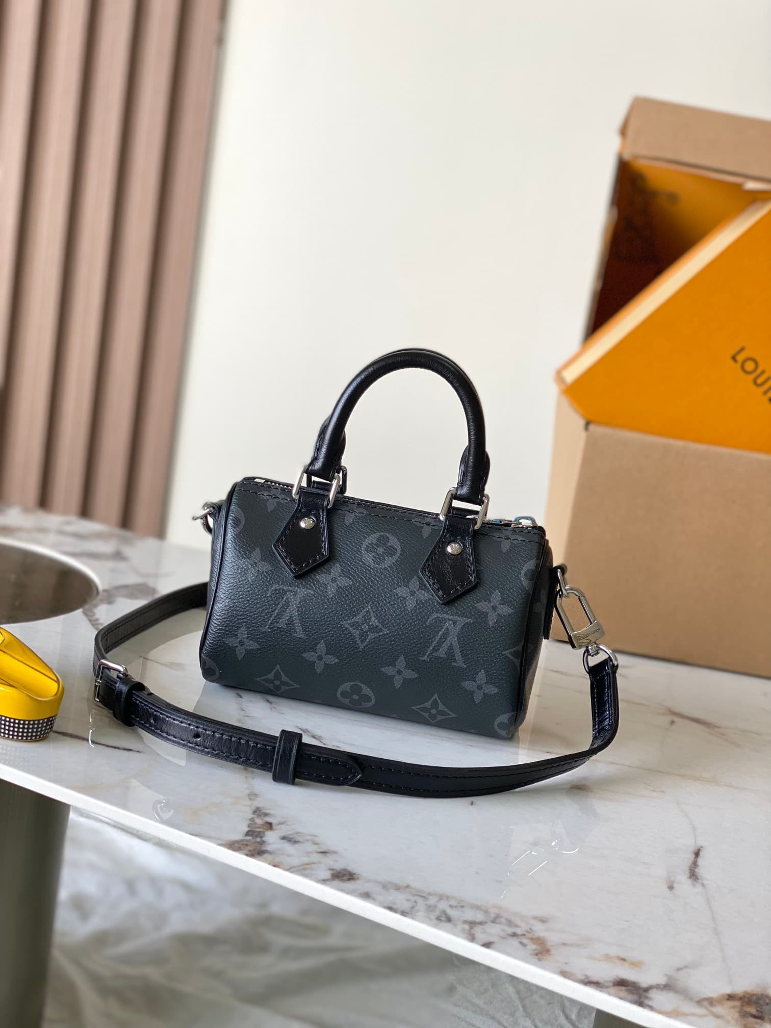 Louis Vuitton Nano Speedy Monogram Eclipse M26573 Black TOP