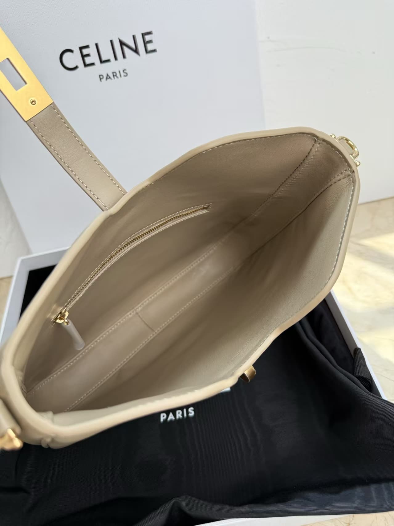 Celine SMALL CAMILLE 16 SOFT BAG IN SMOOTH CALFSKIN SMOKED BROWN High