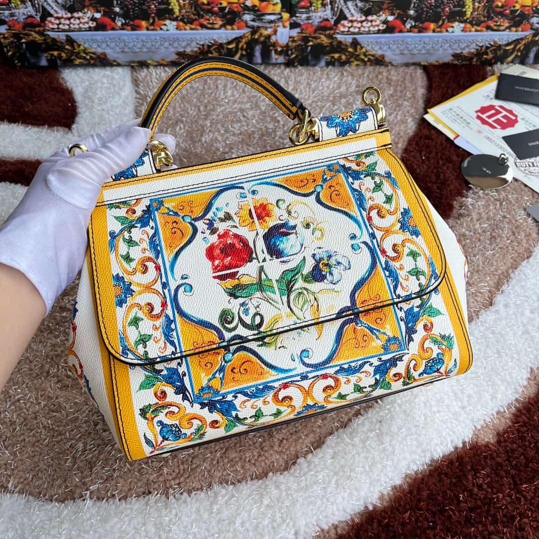 Dolce & Gabbana Miss Sicily top handle bag with multicolor print leather High