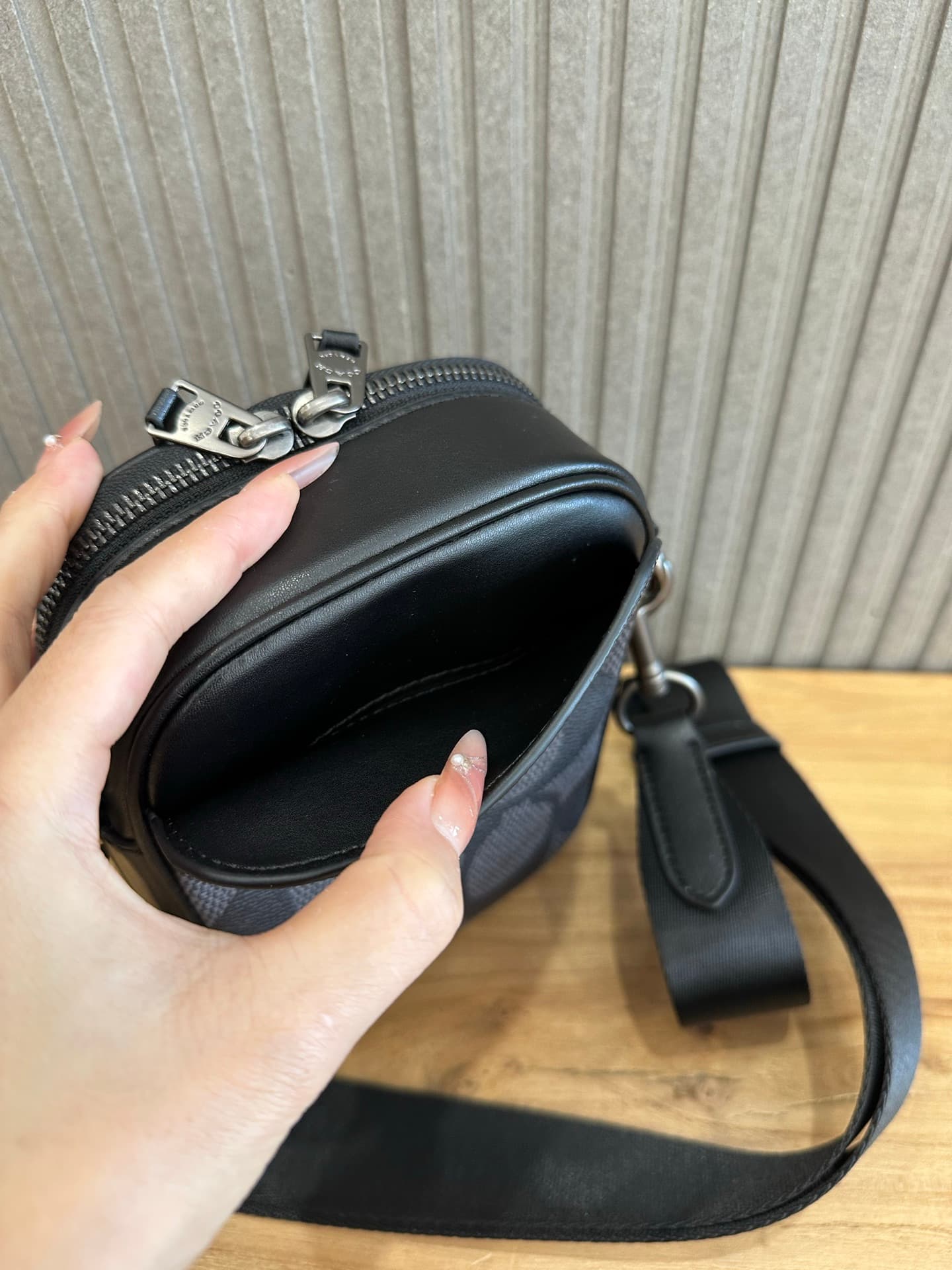 Coach Stanton Crossbody Bag in Charcoal Black Signature Canvas High