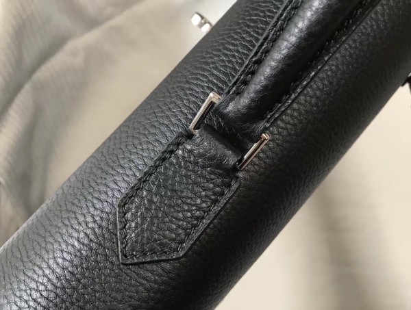 Hermes Kelly Depeche 34 Briefcase In Black Calfskin WAX High