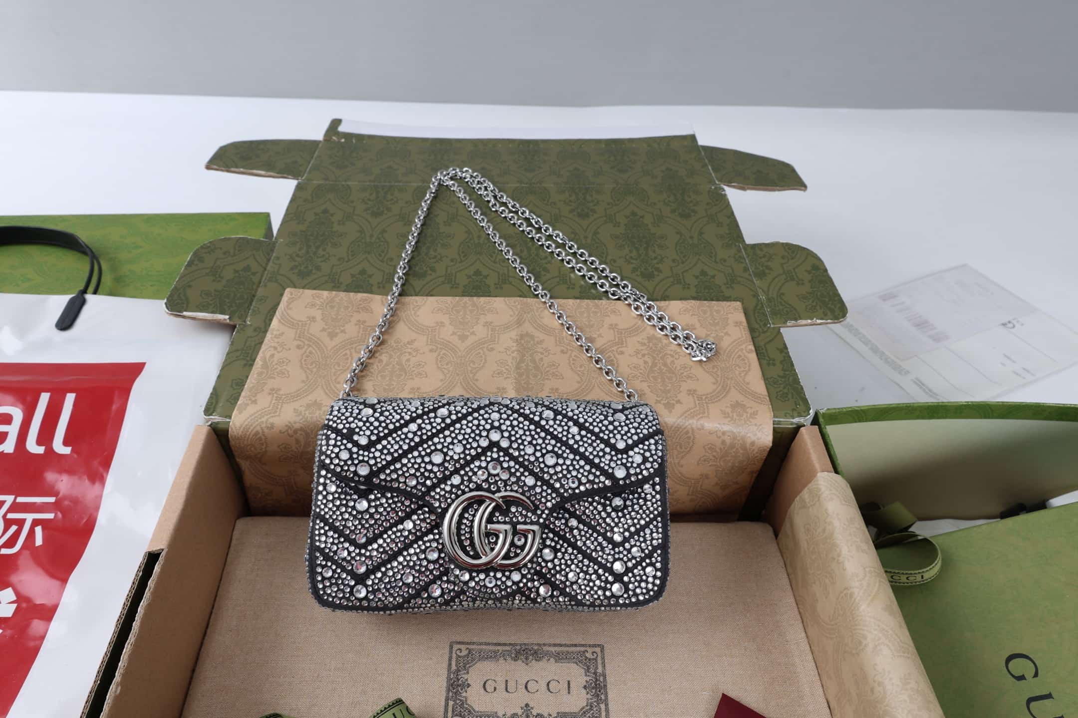 Gucci GG Marmont Mini shoulder bag in crystals 841290 High