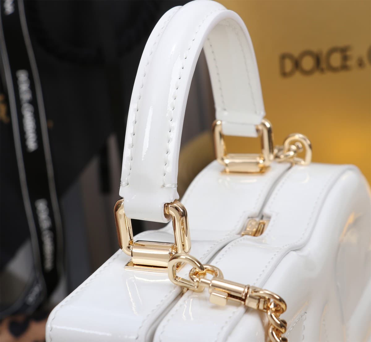 Dolce & Gabbana white patent leather DG Logo handbag high