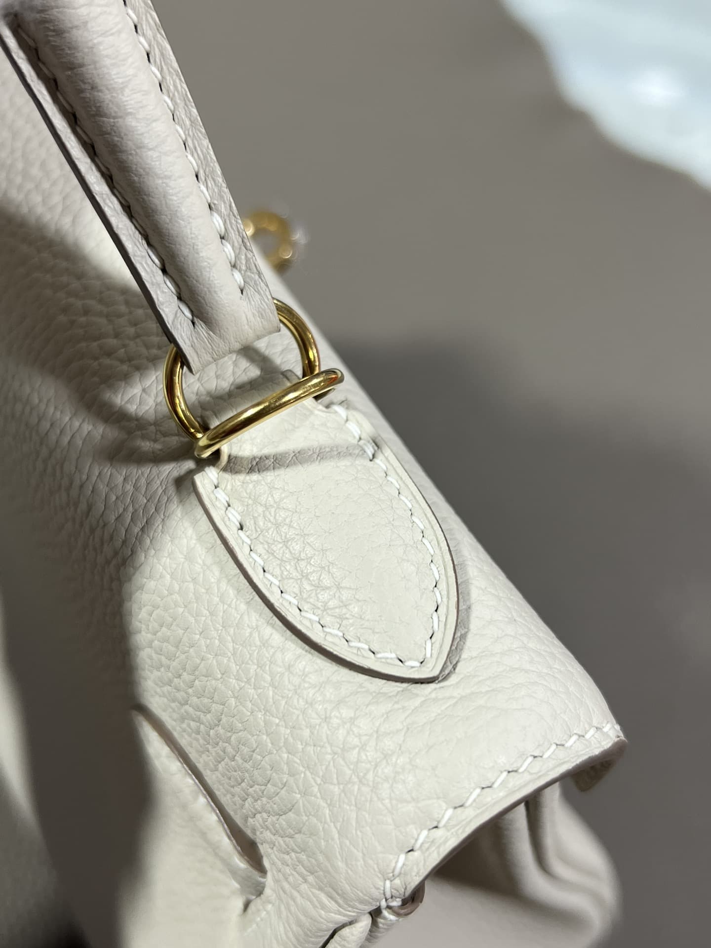 Hermes Kelly 25/28/32cm Retourne Bag Togo Leather In Craie WAX High