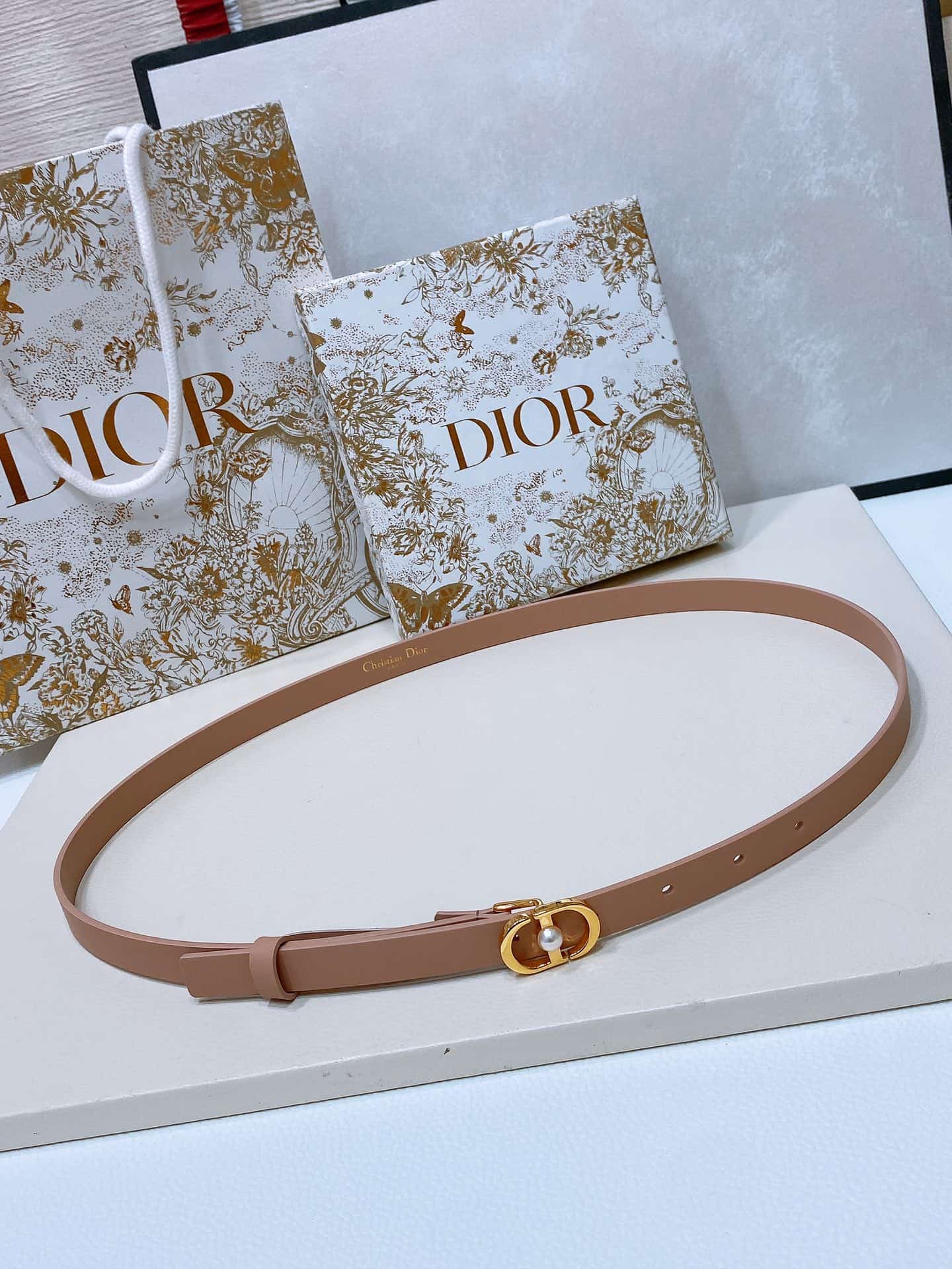 Dior Montaigne Jolie Belt 15/20MM Calfskin Gold/Silver High