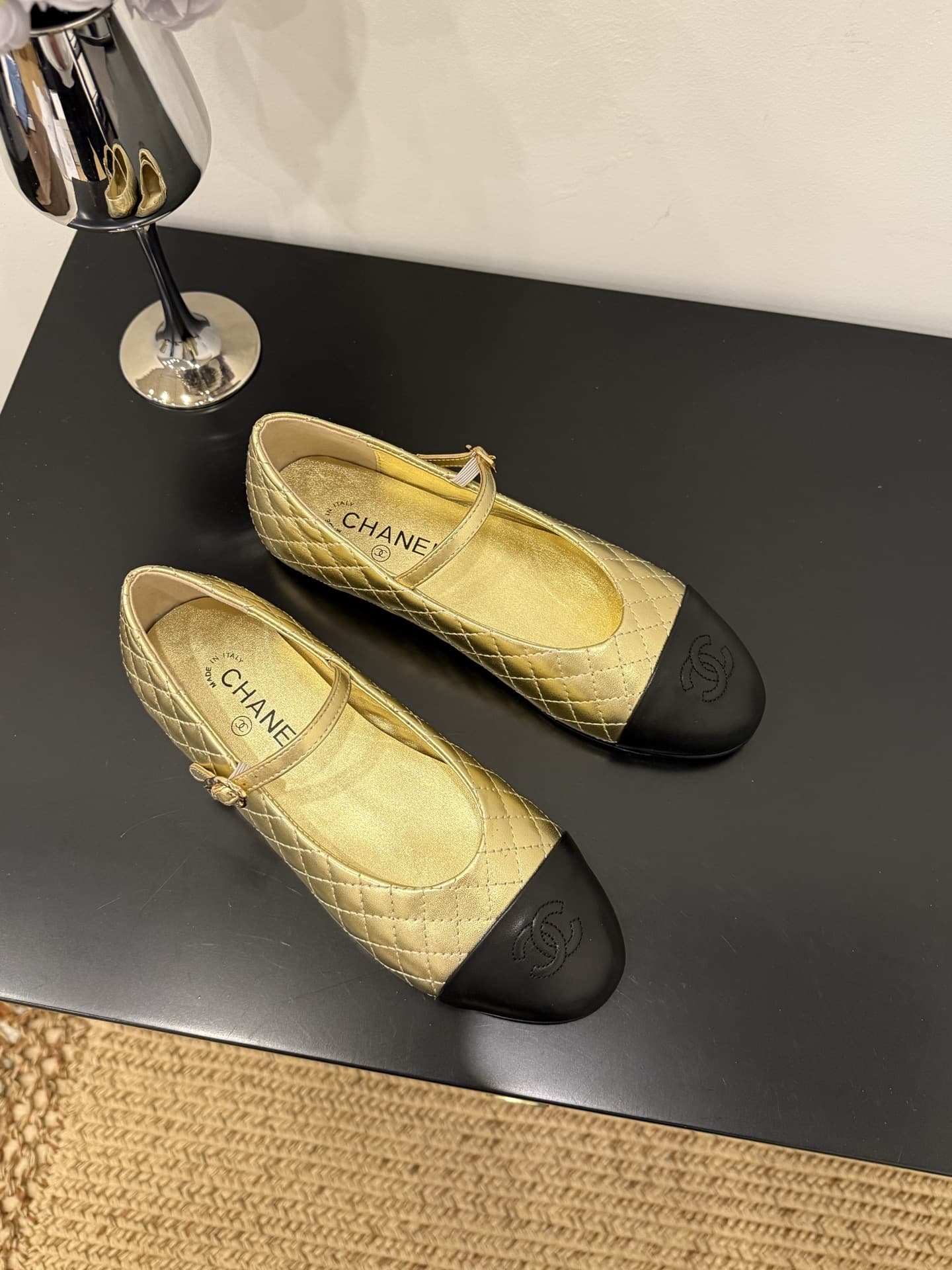 Chanel Lambskin Quilted Mary Jane Flats shoes Women