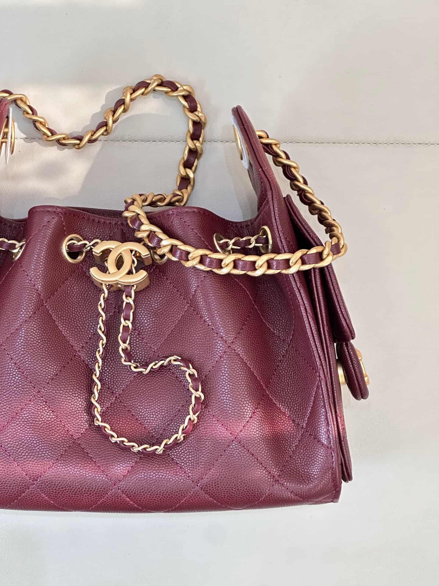 CHANEL 25 Mini Handbag AS5631 Grained Calfskin & Gold-tone Metal Burgundy TOP
