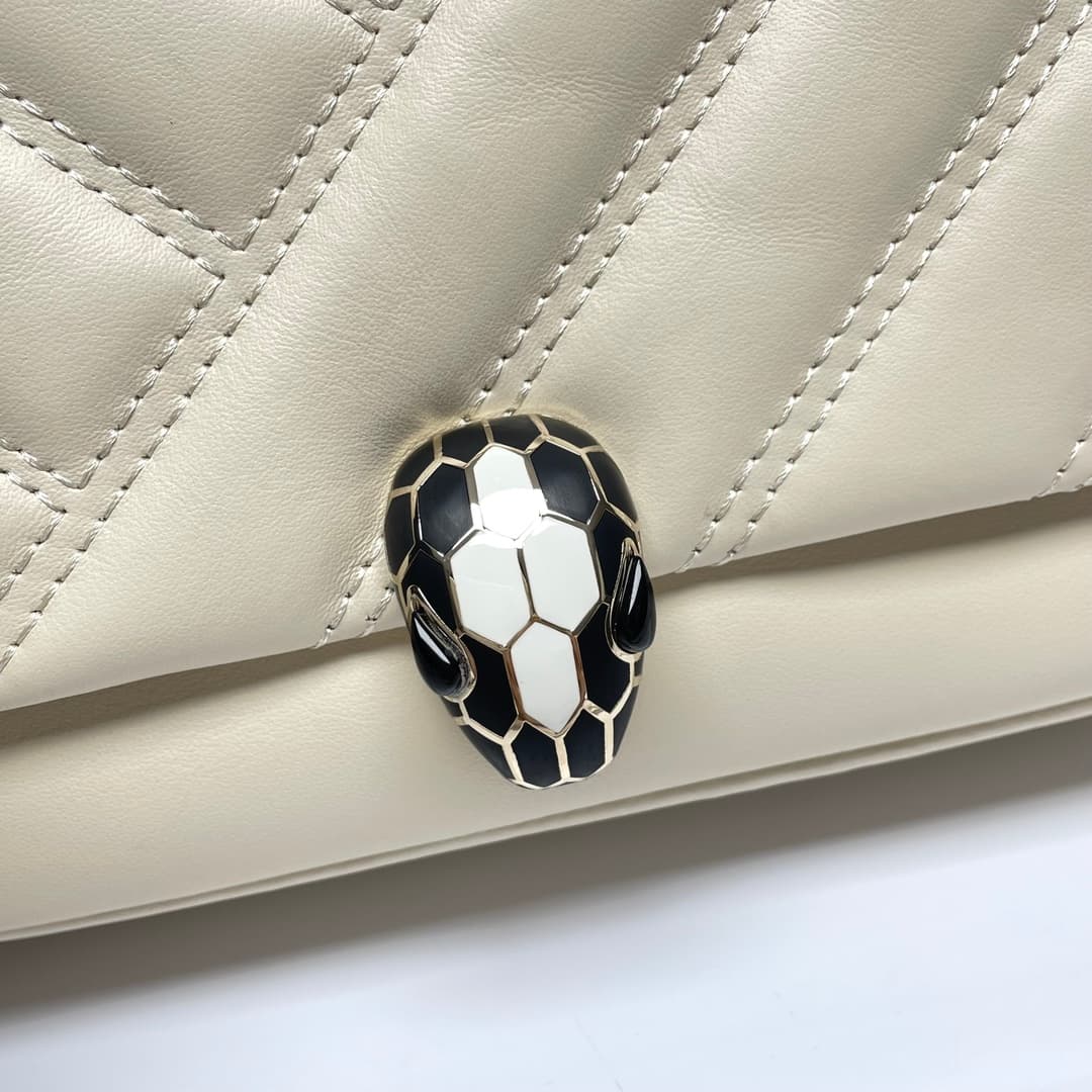 Bulgari Serpenti Cabochon Crossbody Bag in white leather high