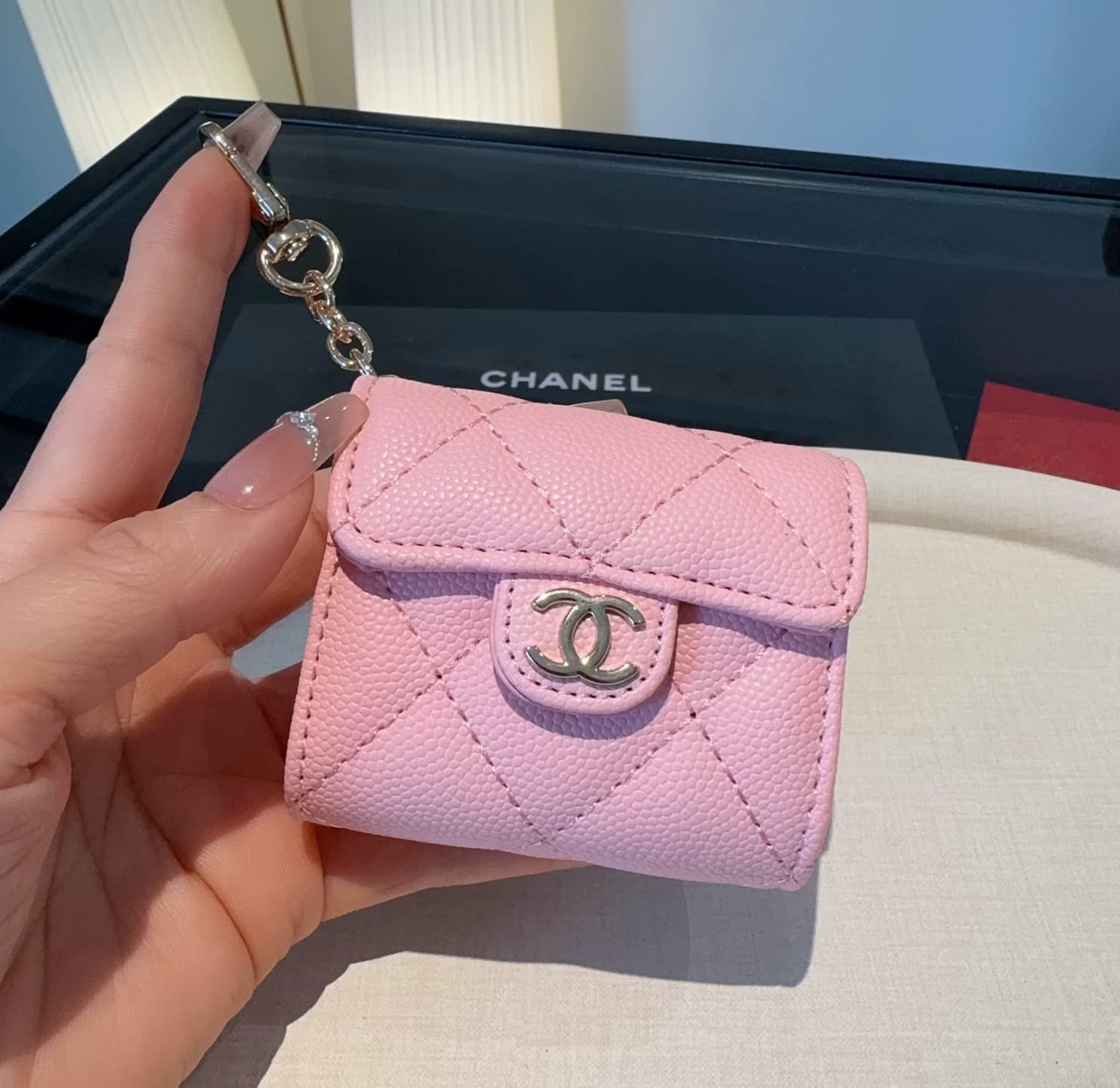 Chanel Caviar Quilted Headphone bag  With Chain