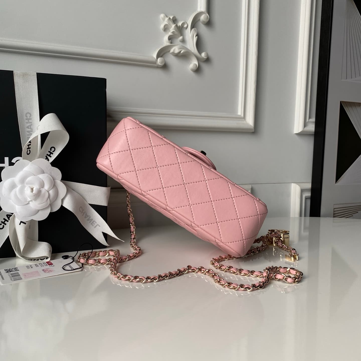 Chanel Classic Flap Bag Lambskin & Gold-Tone Metal AS5759 Pink A