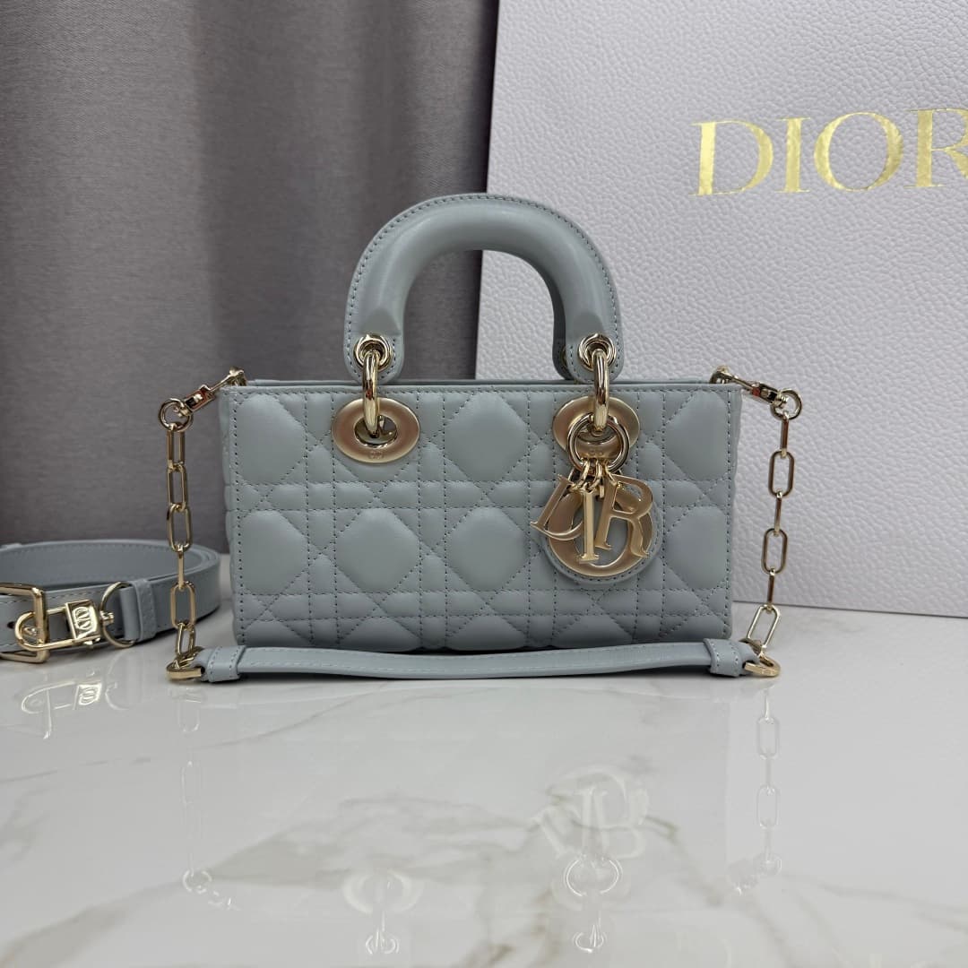 Dior Lady D-Joy Bag Lake Blue Cannage Lambskin M0636 High