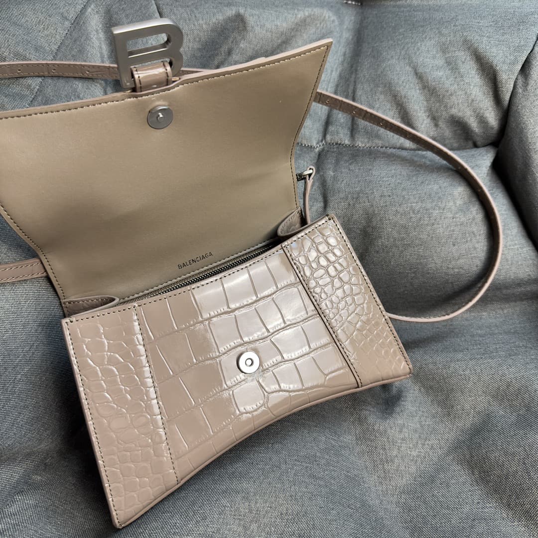 WOMEN'S HOURGLASS S TOP HANDLE BAG Crocodile Khaki High