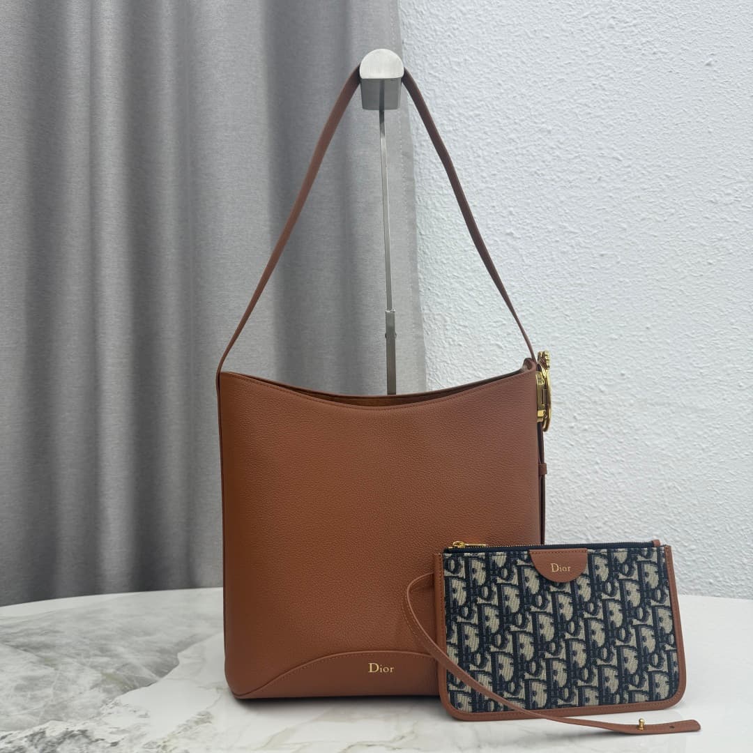 Dior Medaillon Bucket Bag in Caramel Grained Calfskin High