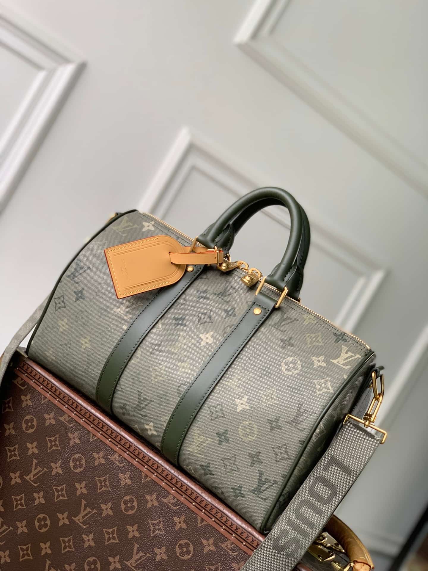 Louis Vuitton Keepall Bandoulière 35 Kahki Green Monogram Surplus coated canvas M27054 High