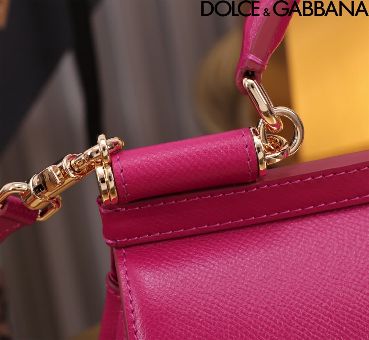 Dolce & Gabbana Miss Sicily top handle bag calfskin leather Plum Red High