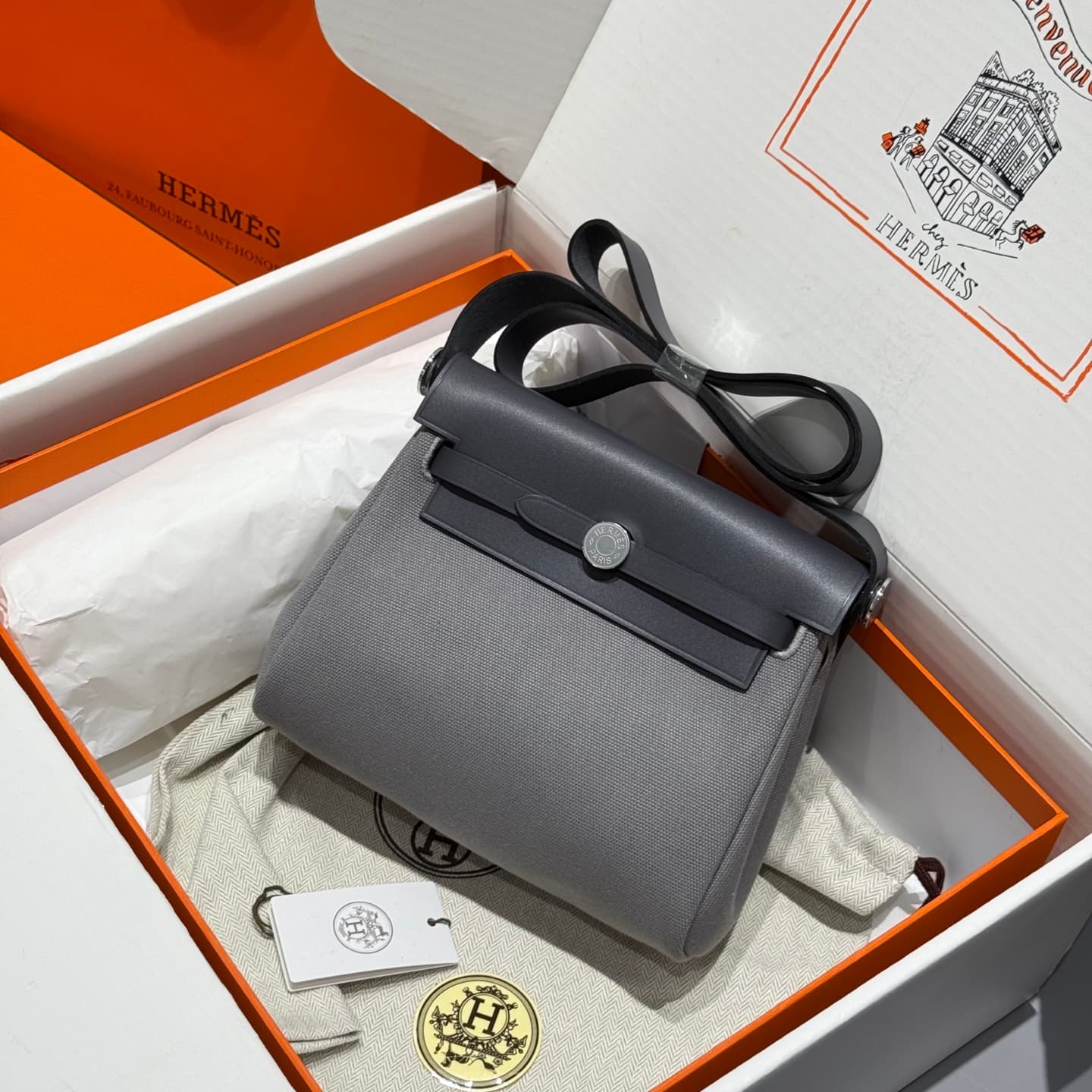 Hermes Herbag Zip Mini 20 bag Canvas and Leather TOP