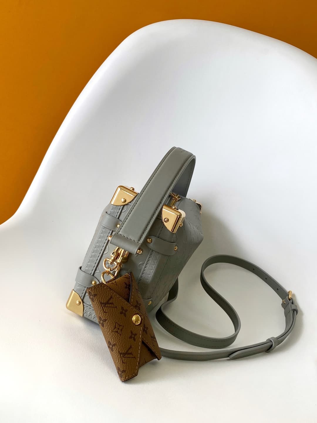 Louis Vuitton Side Trunk MM Cloud Gray Calfskin leather M25602 High