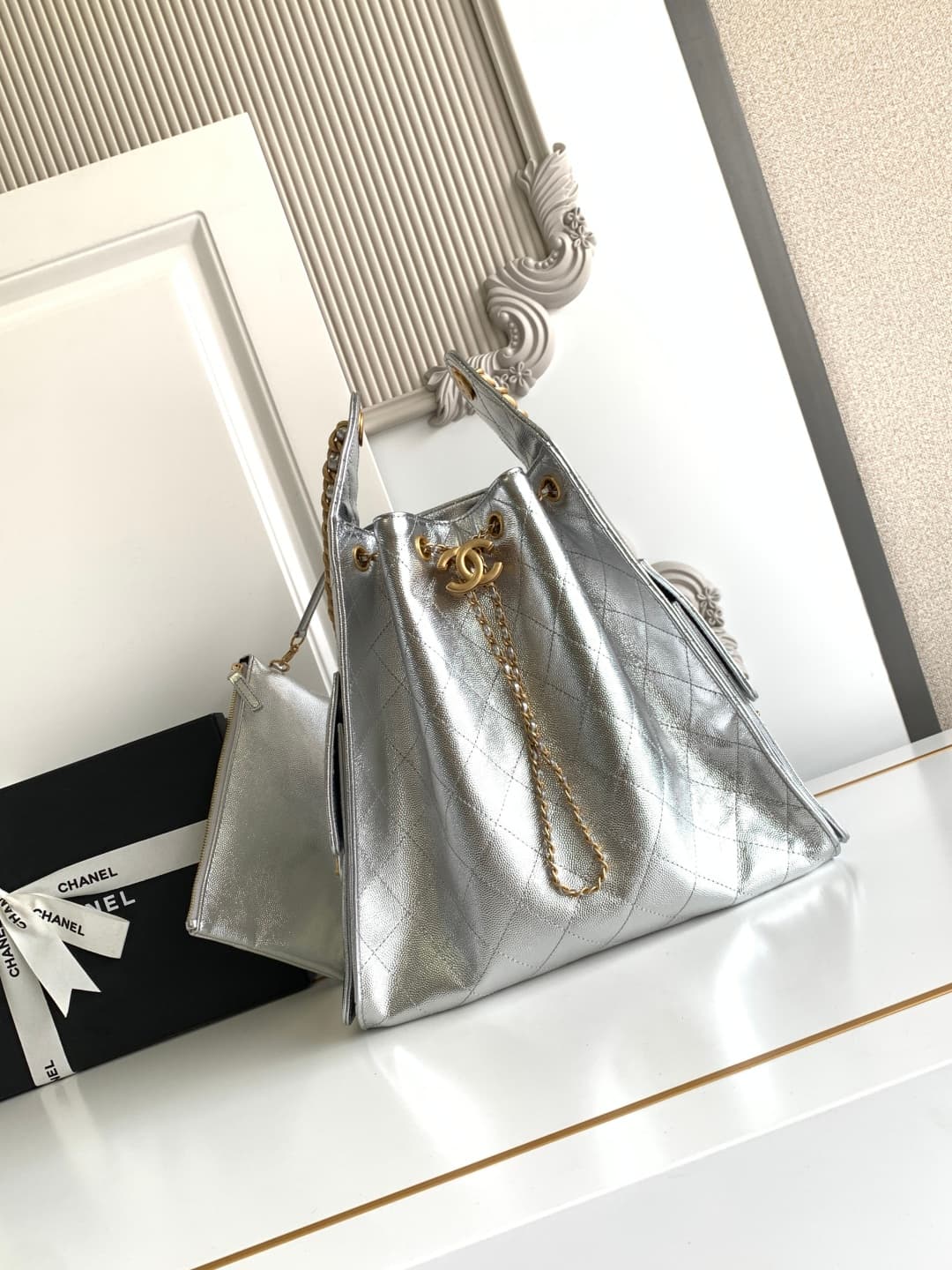 Chanel 25 Medium Hobo Medium handbag AS5311 Grained Calfskin & Gold-tone Metal Silver A