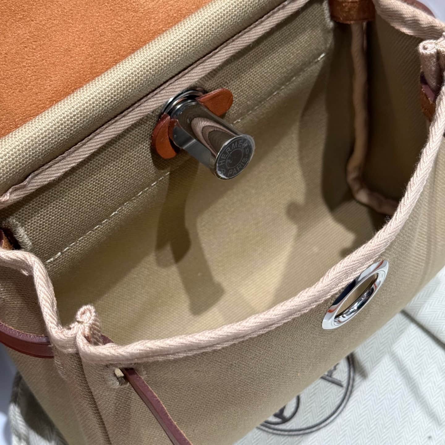 Hermes Herbag Zip Mini 20 bag Canvas and Leather Gold TOP