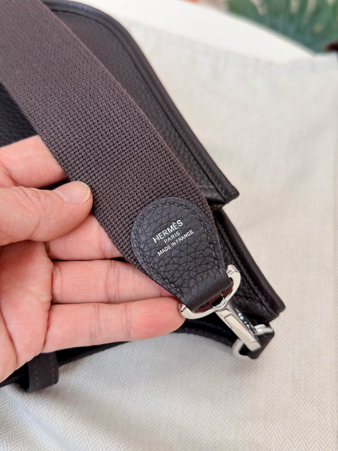 Hermes Evelyne Mini 23 Bag Calfskin In Ebony WAX High