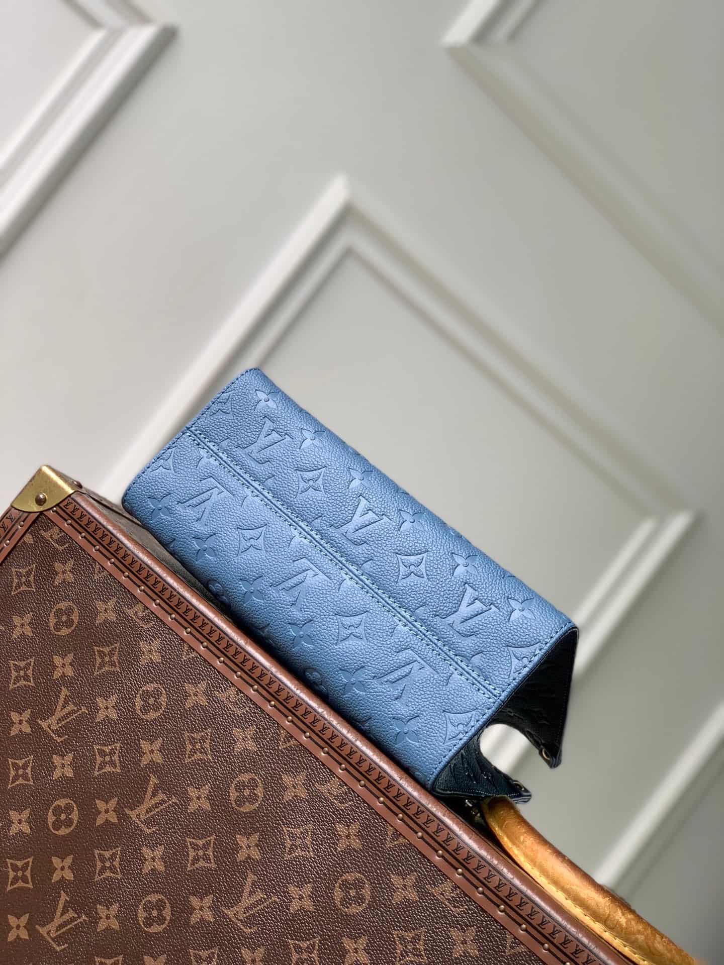 Louis Vuitton OnTheGo PM Blue Jean Cowhide leather M28181 High