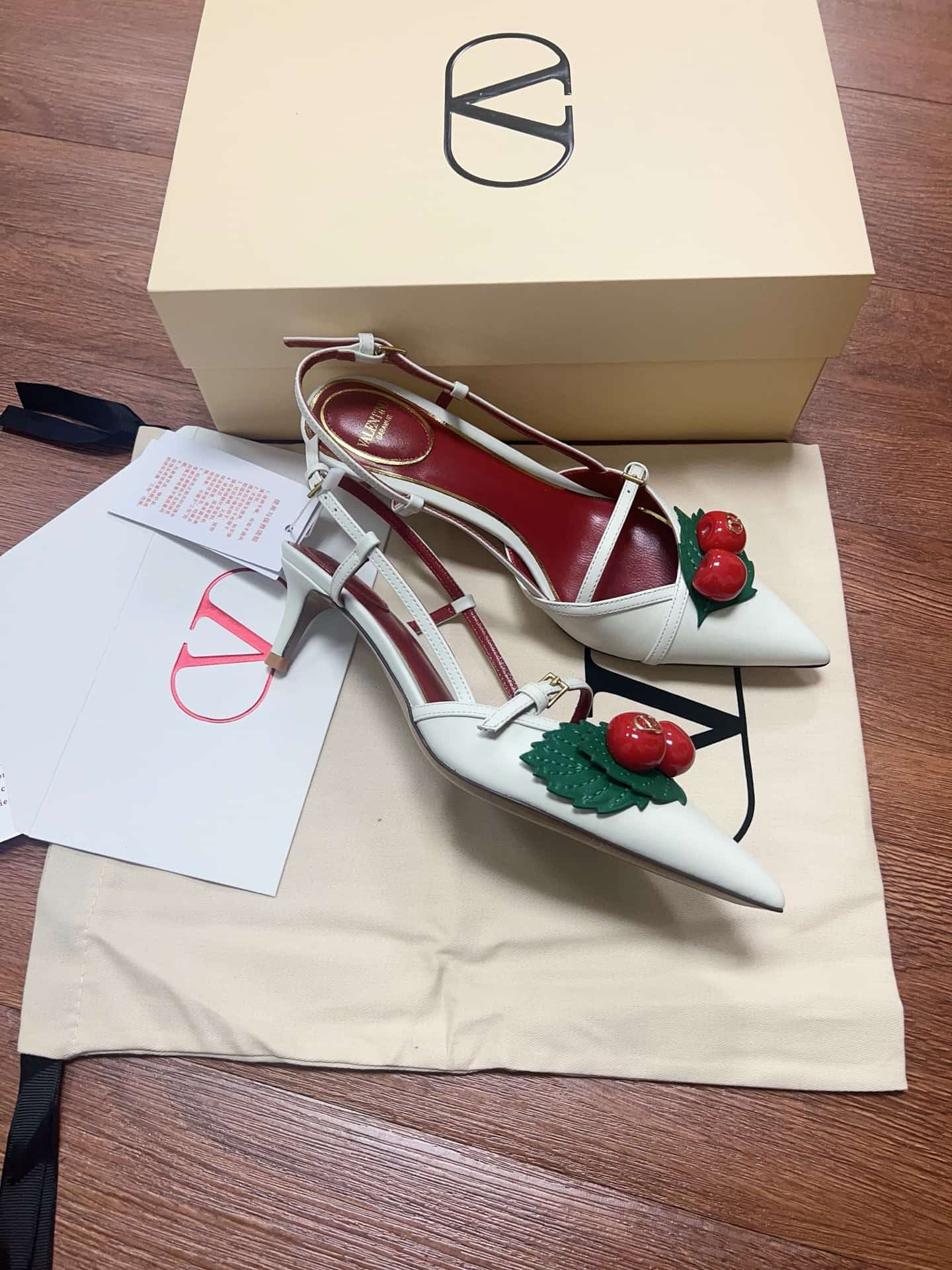 Valentino Garavani Leather Cherryfic Slingback Pumps