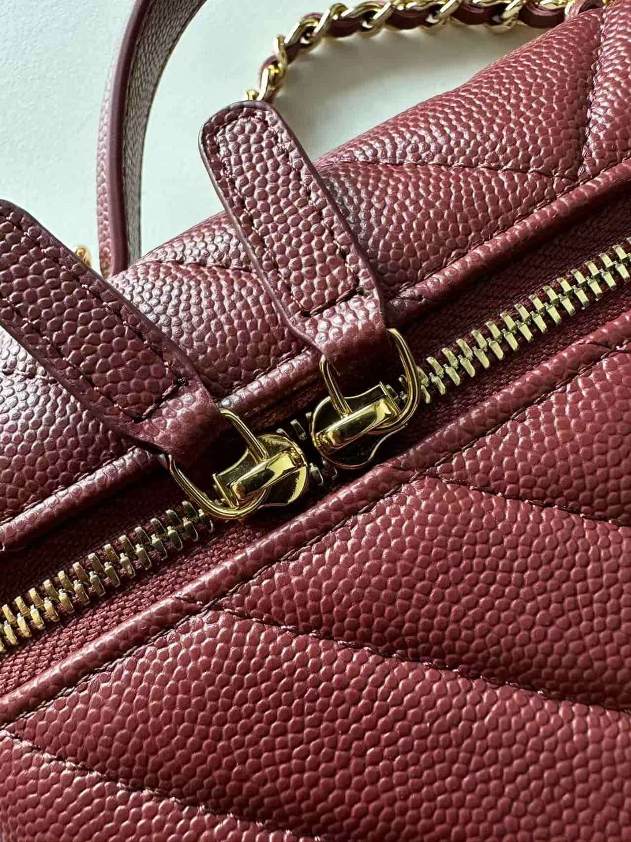 Chanel Vanity with Chain Grained Shiny Calfskin & Gold-Tone Metal Dark Burgundy AP5212 A
