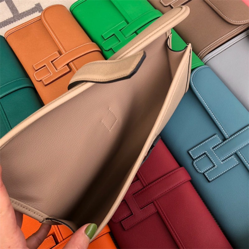 Hermes Jige Elan 29 Clutch Bag Epsom Leather WAX Tourterelle High