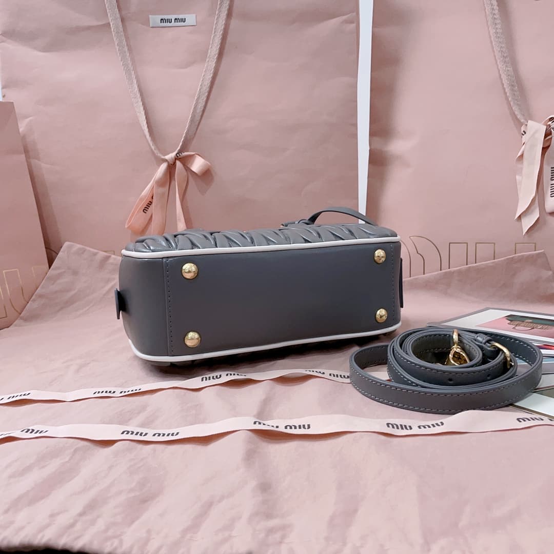 Miu Miu Arcadie matelassé nappa leather bag 5BB142 Grey High