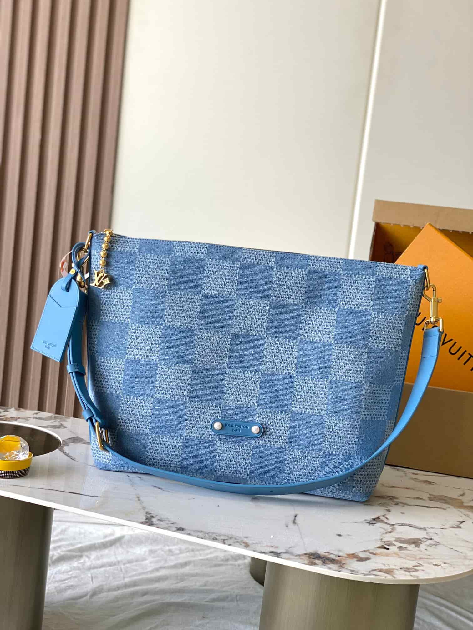 Louis Vuitton Vagabond Hobo Denim Blue Damier Denim 3D cotton canvas N00202 TOP
