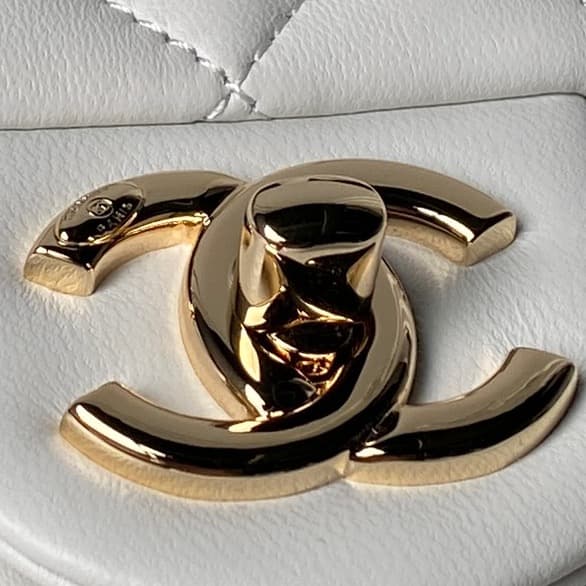 Chanel Mini Classic Flap Bag Lambskin & Gold-Tone Metal AS5758 White High