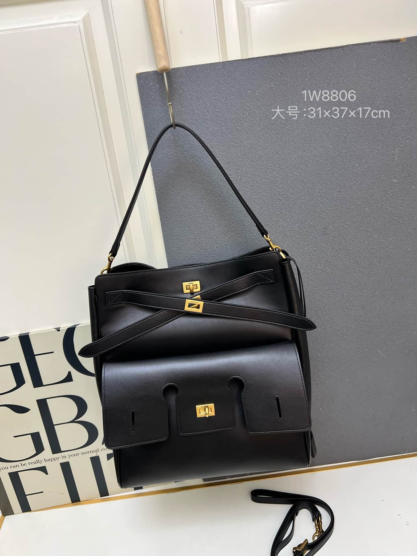 Balenciaga Bel Air Carry All Bag in balck  leather 1W8806 High