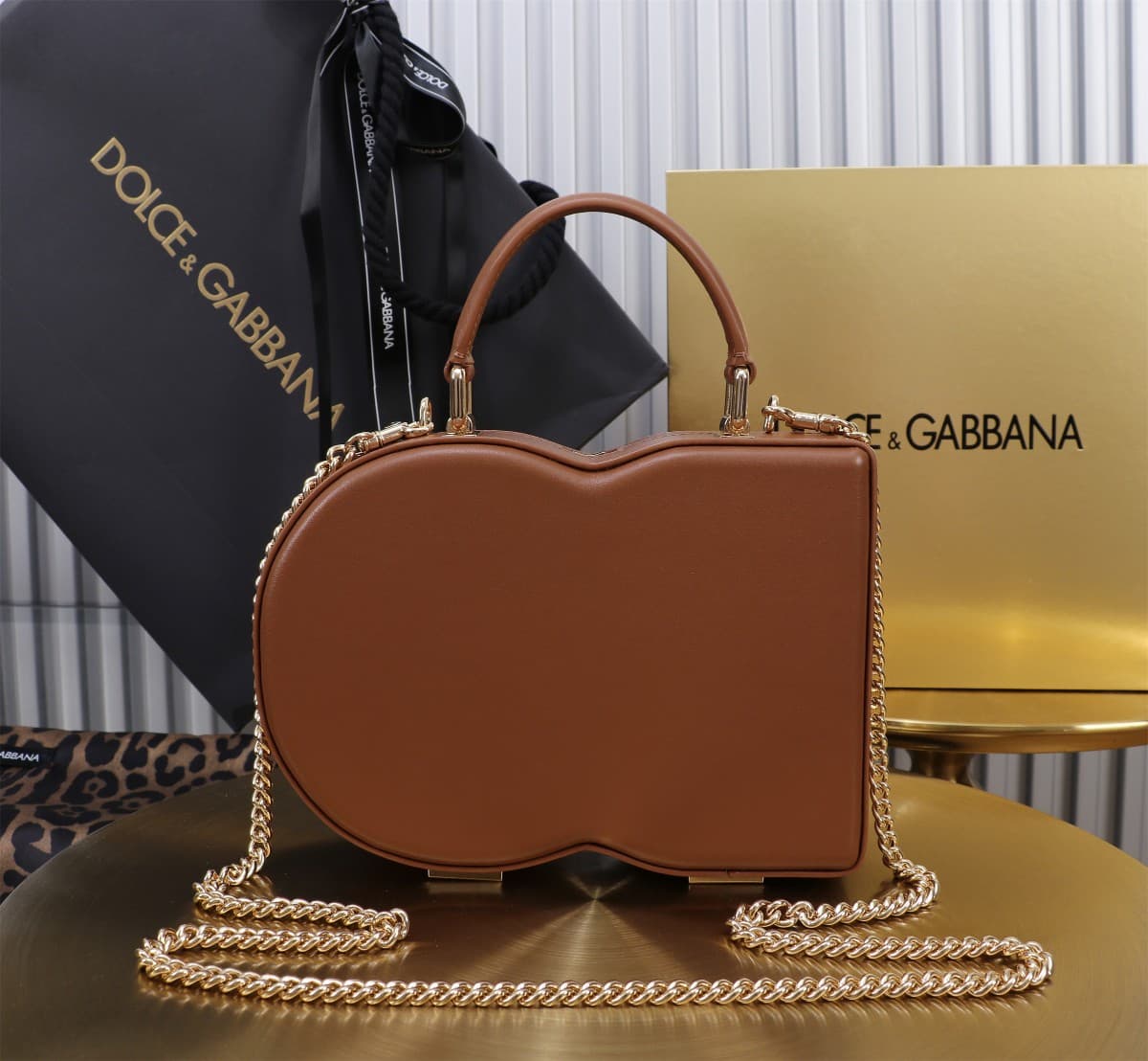 Dolce & Gabbana brown leather DG Logo handbag high