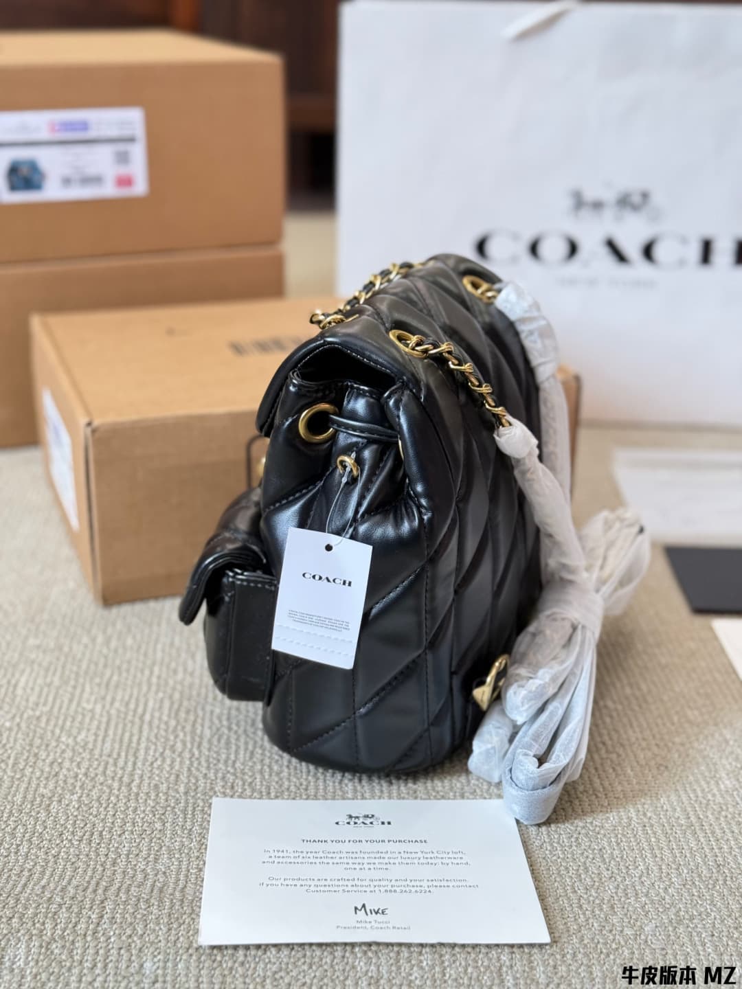 Coach Tabby Backpack With Pillow Quilting Nappa leather Black