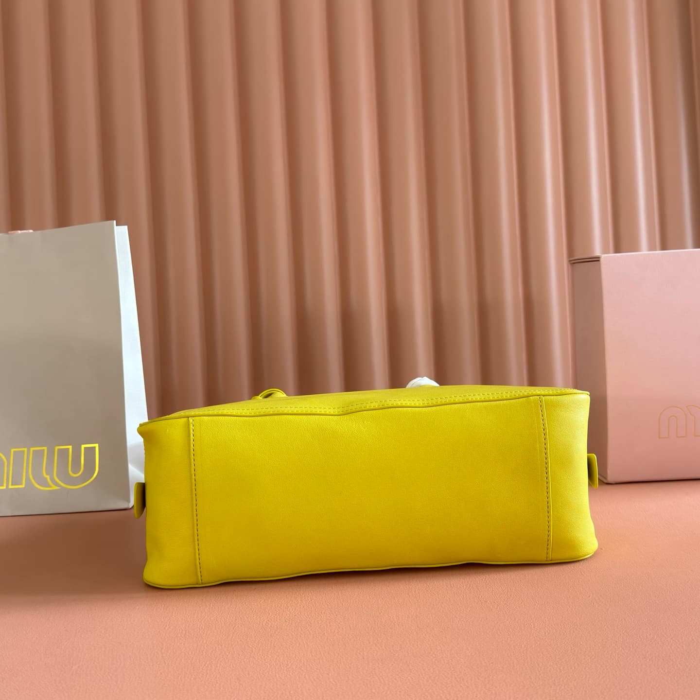 Miu Miu Vivant nappa leather bag Yellow 5BB199 TOP