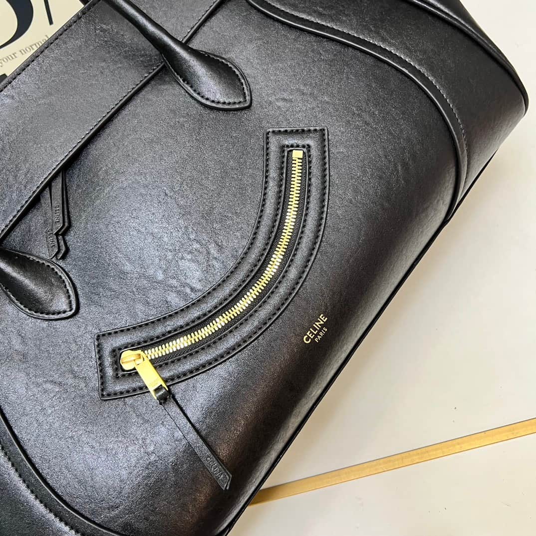 Celine BIG SMILE LUGGAGE IN Natural Supple Calfskin Black High
