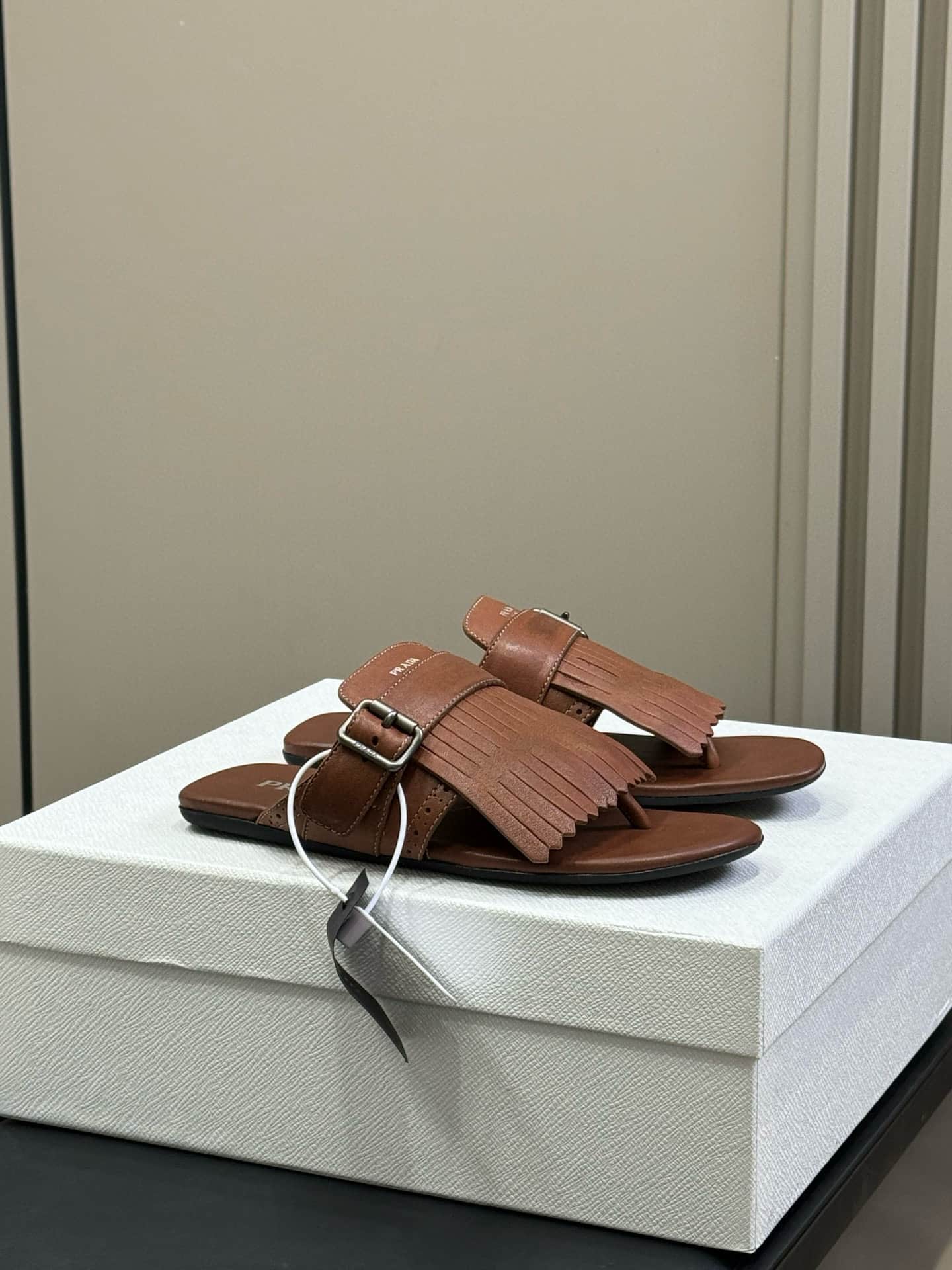 Prada Shuffle Leather Thong Sandals Women