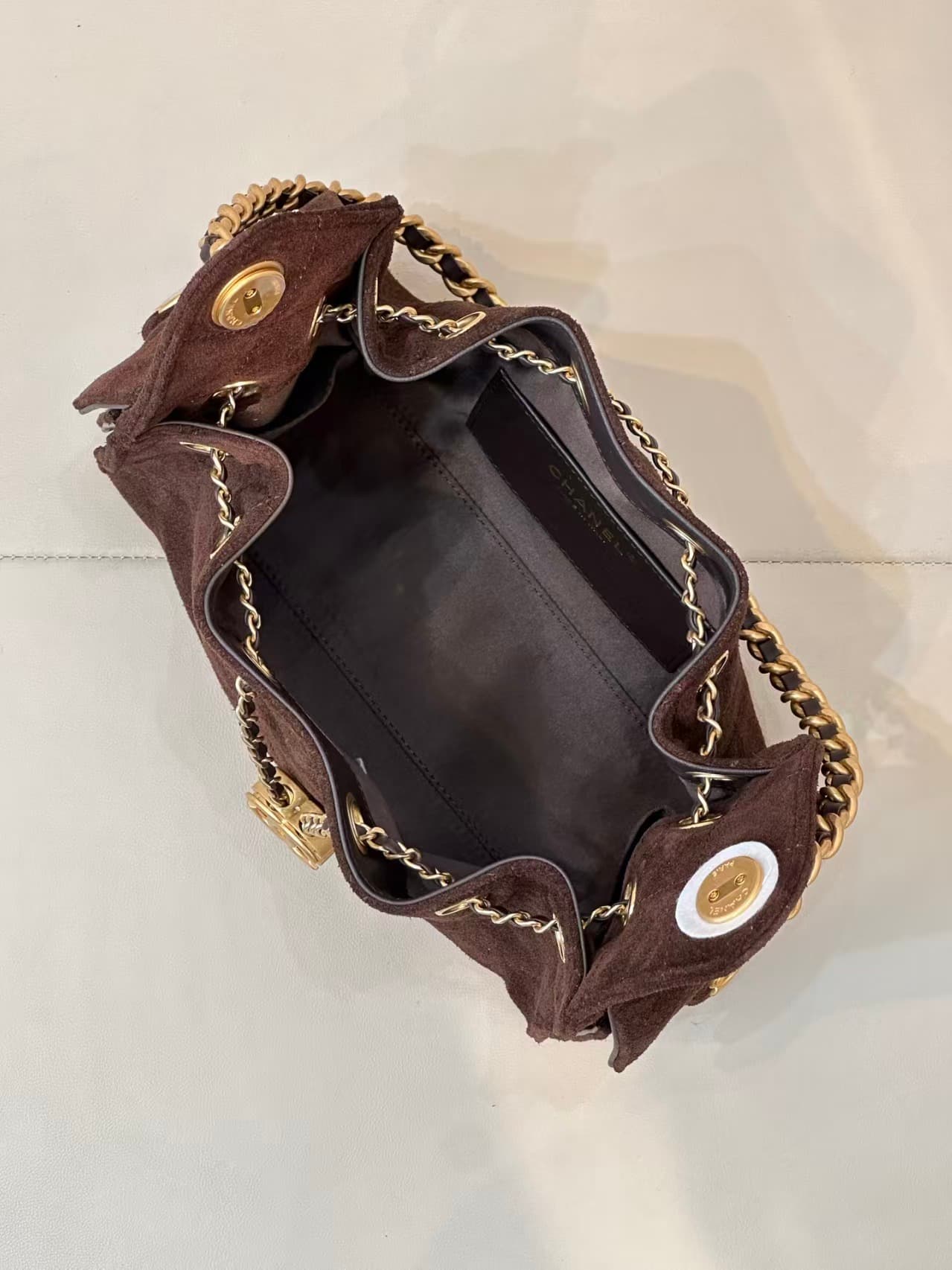 CHANEL 25 Mini Handbag AS5631 Suede &Gold-tone Metal Coffee TOP