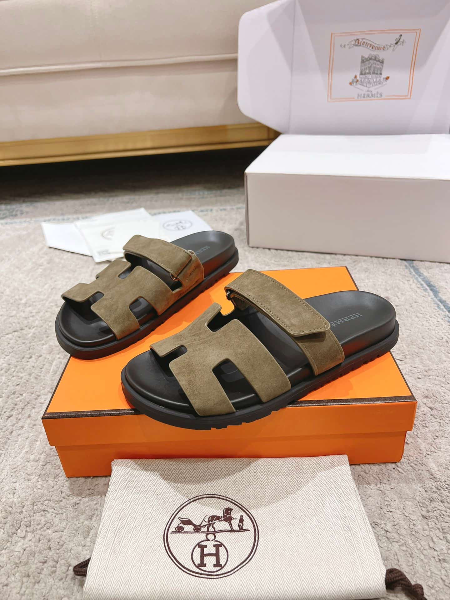 Hermès Chypre braided suede sandals Women Men