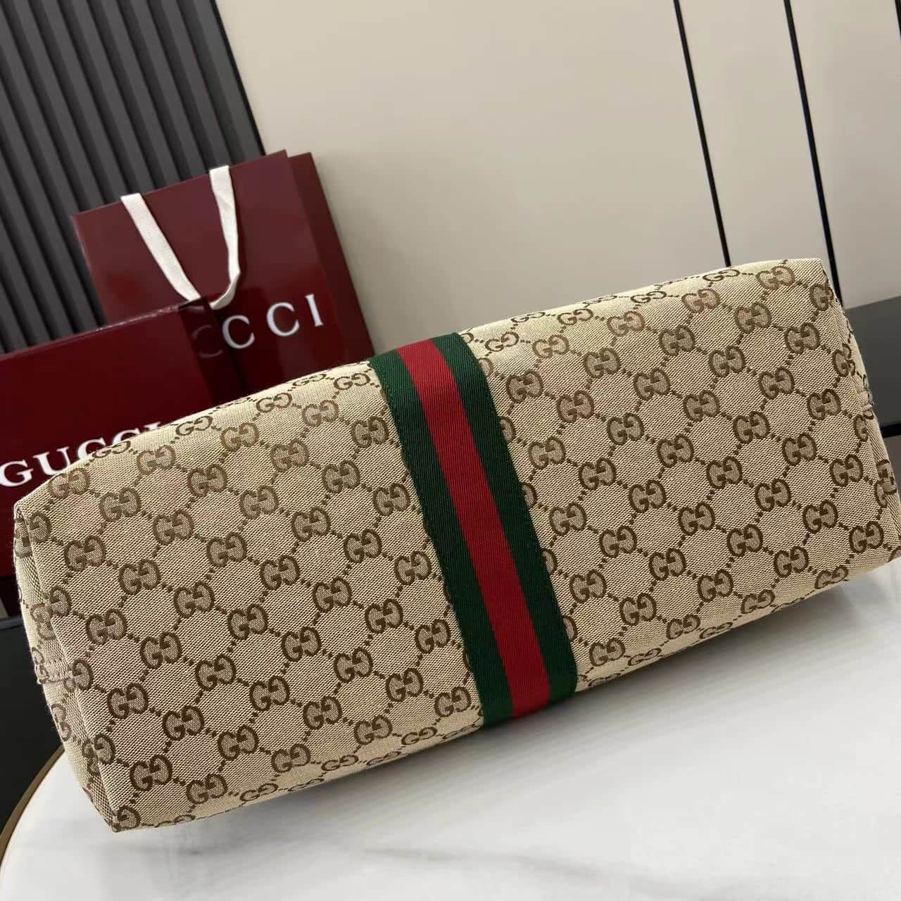 Gucci Giglio large tote bag beige and brown GG canvas 853971 High