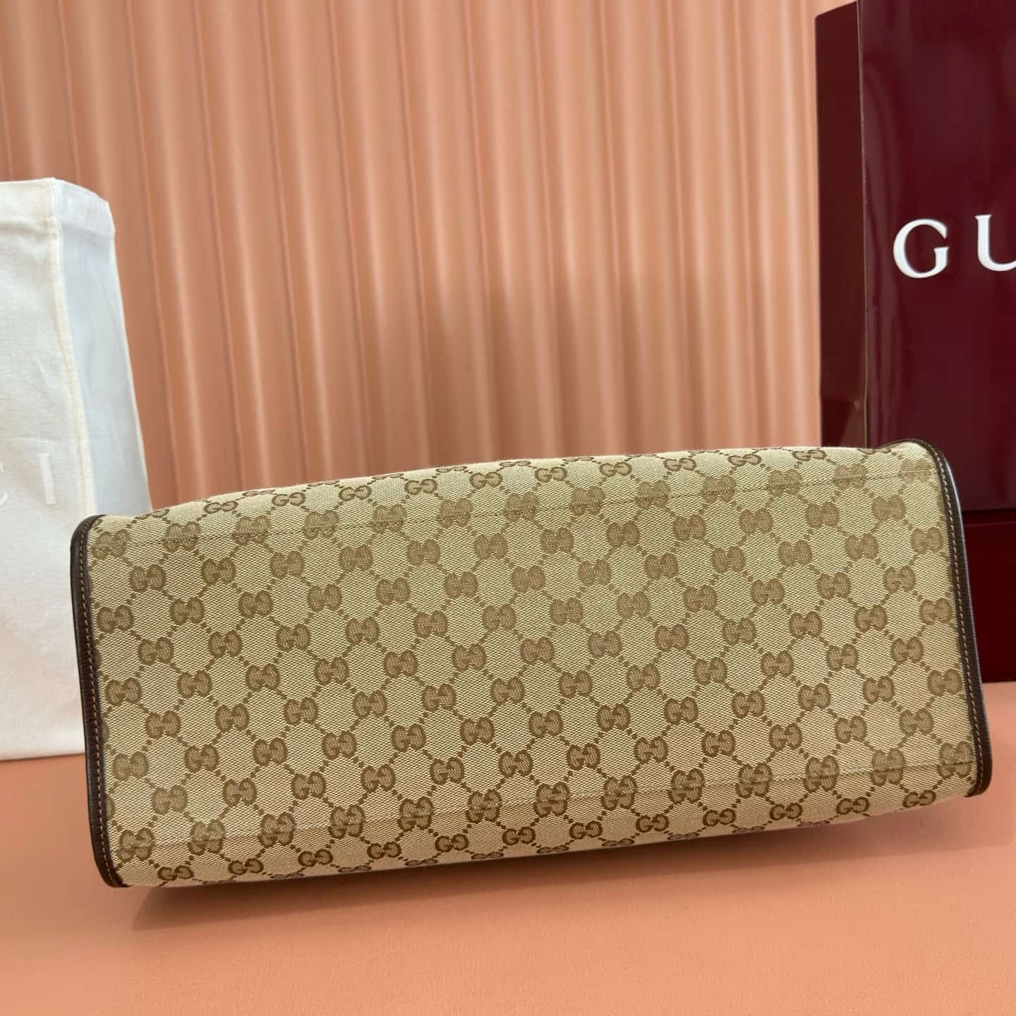 Gucci Londra large tote bag Sand and dark brown GG canvas 875056 High