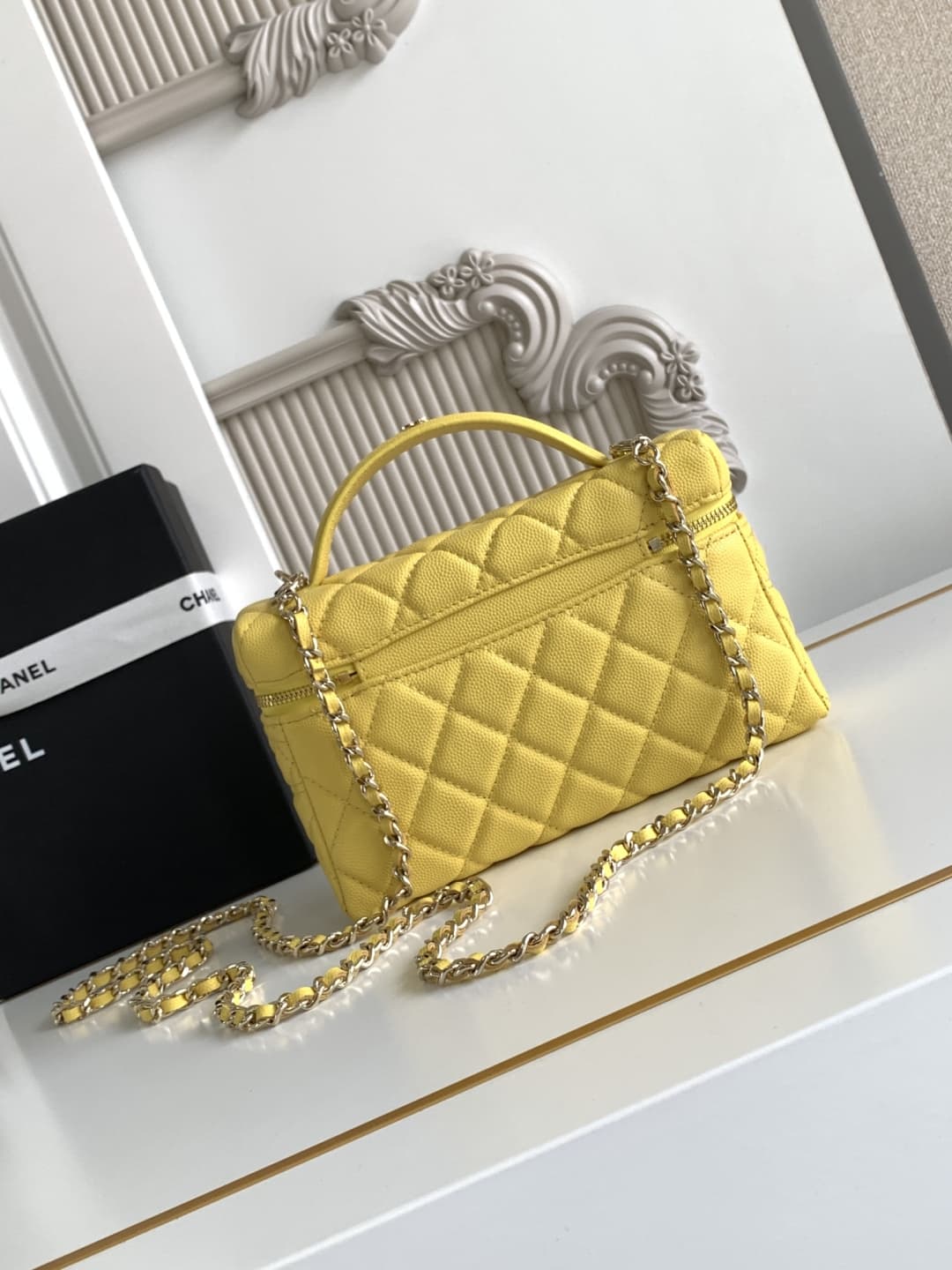 Chanel VANITY WITH CHAIN AP4407 Grained Calfskin & Gold-Tone Metal Yellow High