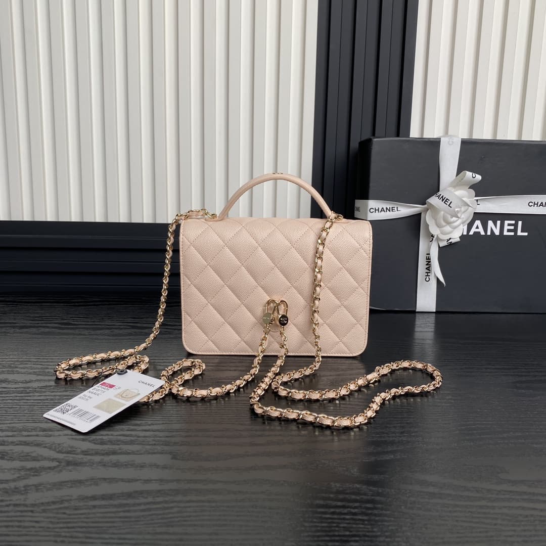 Chanel Mini Flap Clutch with Chain AP4406 Grained Calfskin & Gold-Tone Metal Cream A