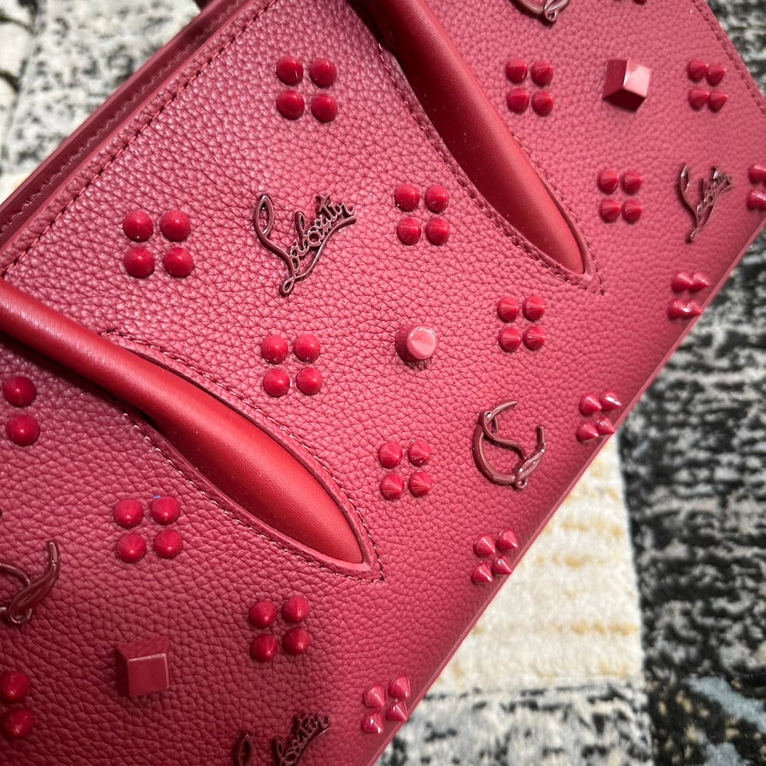 Christian Louboutin Paloma leather tote bag in red with spikes &studs High