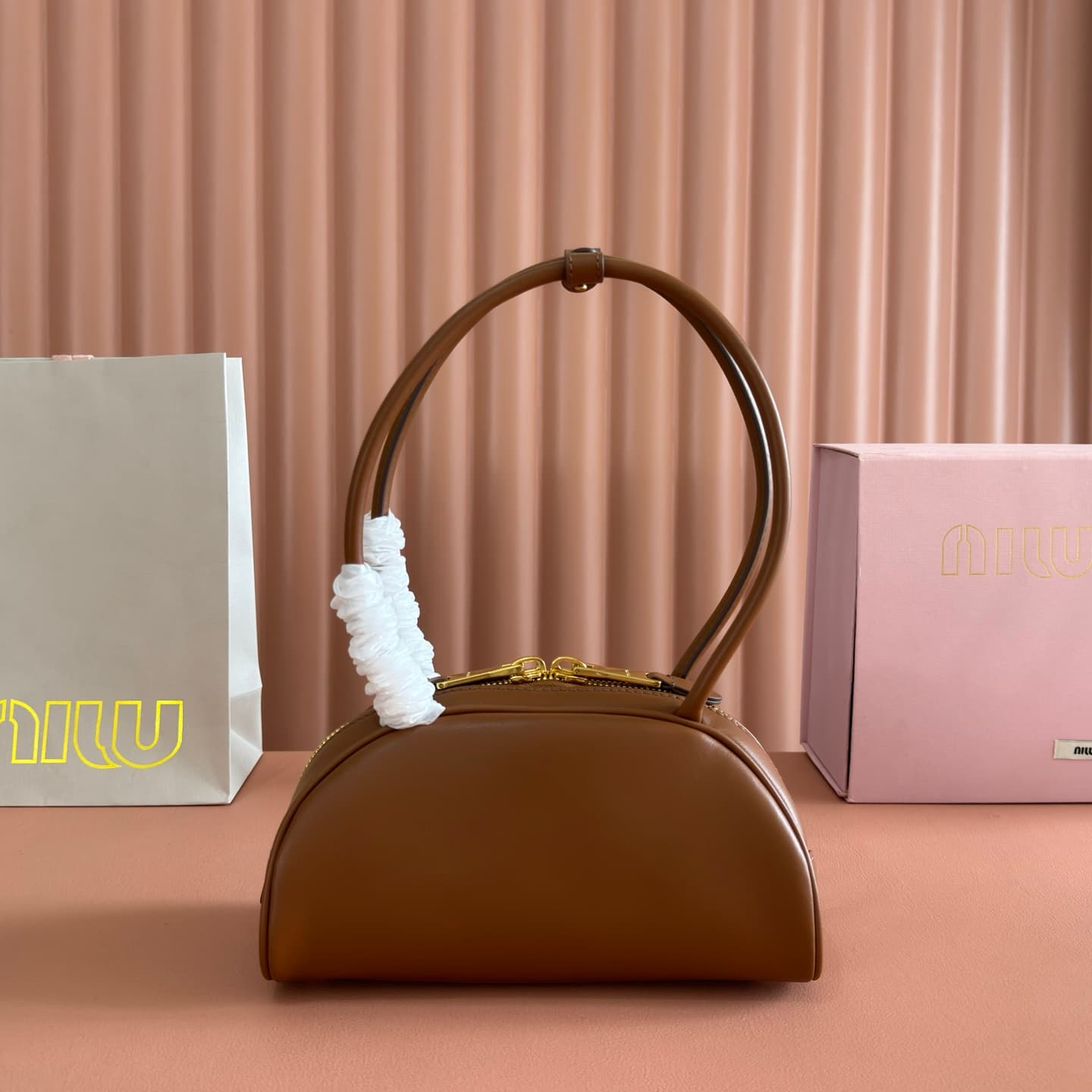 Miu Miu Brown Beau Leather Bag 5BB192 High